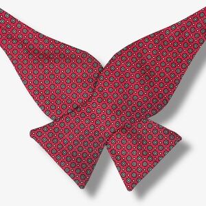 Brooks Brothers Red Floral Silk Self Tie Bow Tie Mens Neckwear England 2.5"